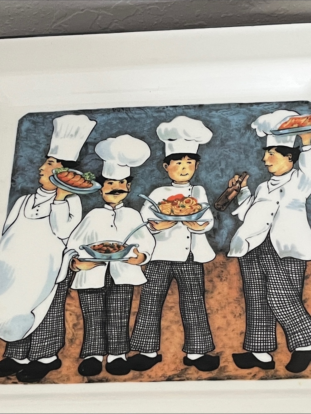 Pietro Brunelli Ceramic 4 Chefs Holding Italian Dinner 10 in Square Plate VTG - Picture 6 of 7